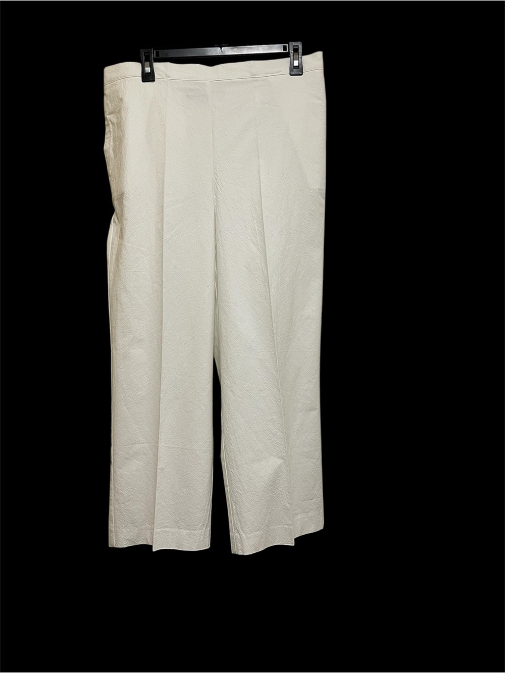 ALFRED DUNNER PETITE CLASSIC FIT-PANT WOMEN FLAT-FRONT WAIST CRINKLE WHITE 16P**